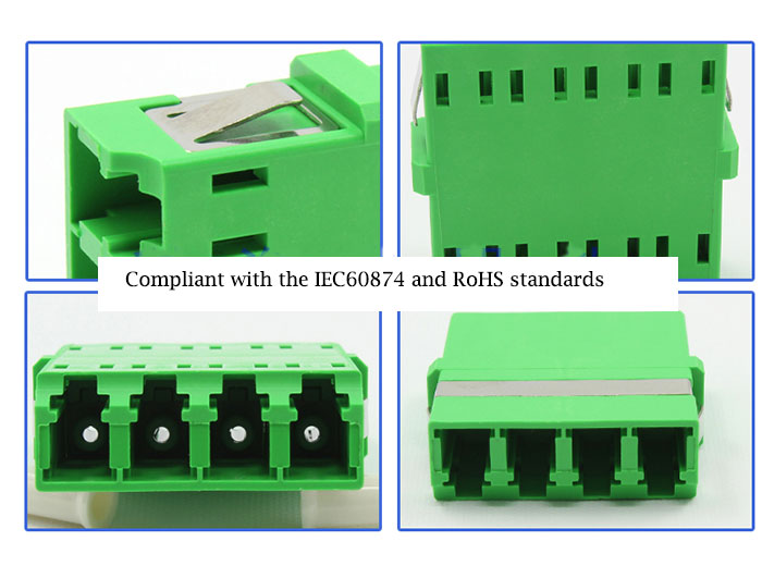 APC Connector LC 녹색 Singal Mode Four Core Fiber Optic Adapter